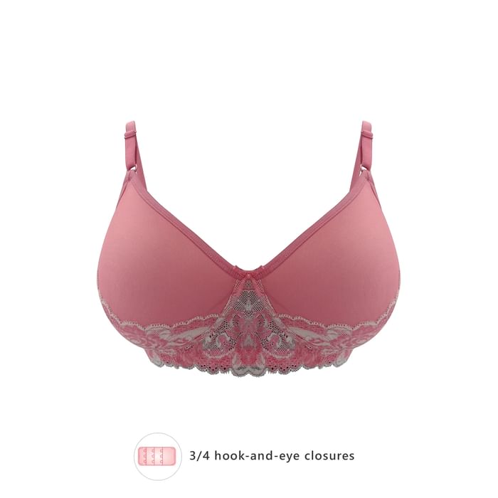 

Clovia Padded Non-Wired Full Cup Bra in Peach Pink - Cotton and Lace - BR2136A22, Light pink