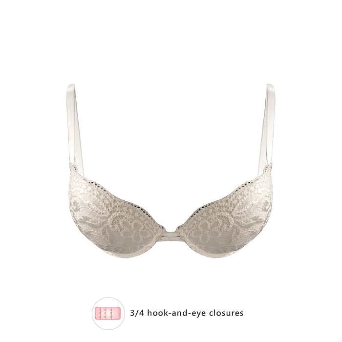 

Clovia Level 1 Push-up Underwired Demi Cup Bra in White - Lace - BR2195P18