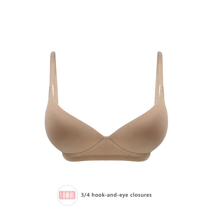 

Clovia Padded Non-Wired Demi Cup T-shirt Bra in Nude Colour with Plunge Neckline - BR2235P24