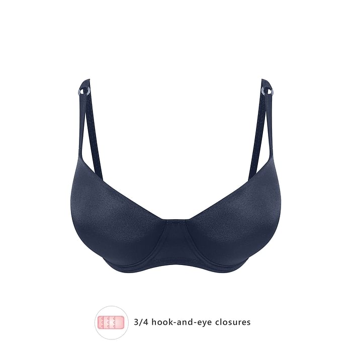 

Clovia Level 1 Push-Up Underwired Full Cup Balconette T-shirt Bra in Navy - BR2236P08