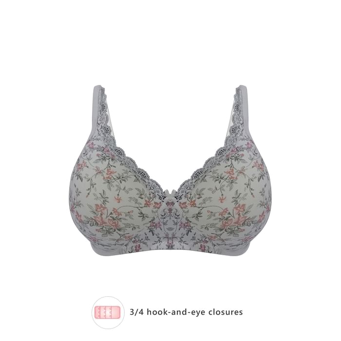 

Clovia Padded Non-Wired Full Cup Floral Print T-Shirt Bra in White - BR2252L18