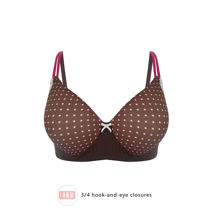 

Clovia Padded Non-Wired Full Cup Polka Dot T-Shirt Bra in Brown - BR2255U06