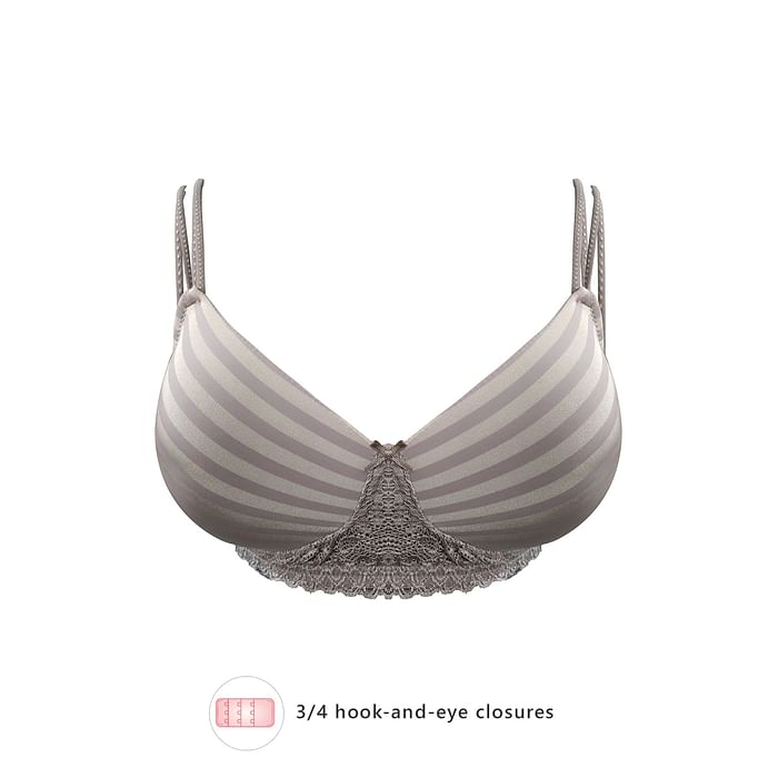 

Clovia Padded Non-Wired Full Cup Striped T-shirt Bra in Grey - BR2262P01