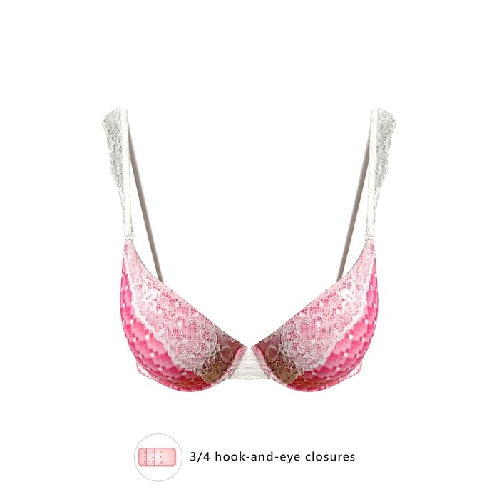

Clovia Padded Underwired Demi Cup Checkered Multiway T-shirt Bra in Pink - BR2289P14