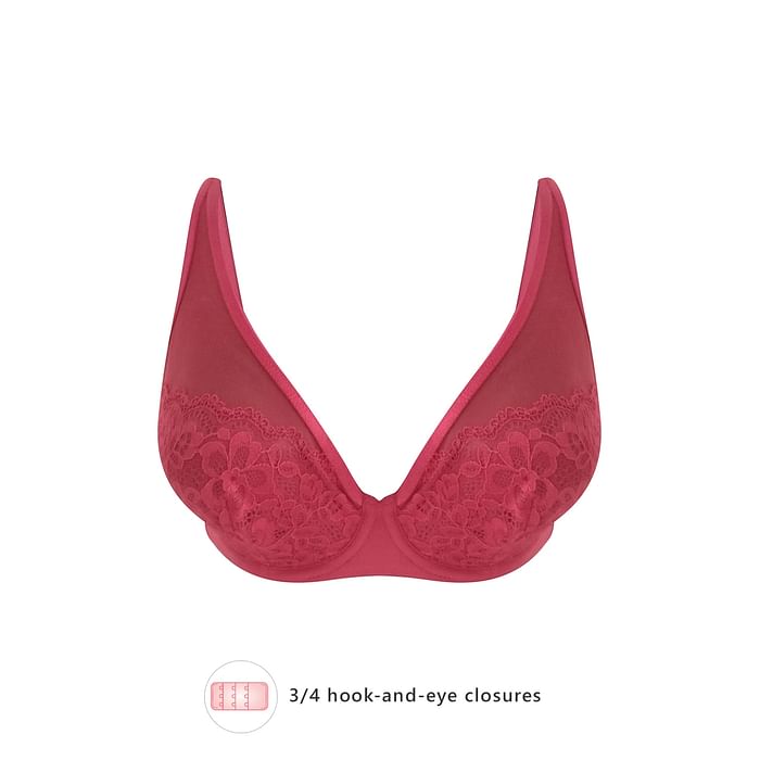 

Clovia Non-Padded Underwired Full Cup Full-Figure Bra in Red - Lace - BR2294P04