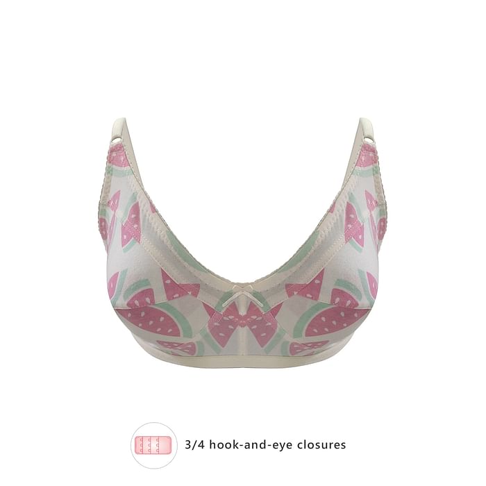 

Clovia Non-Padded Non-Wired Watermelon Print Full Figure Bra in White - Cotton Rich - BR2299P18