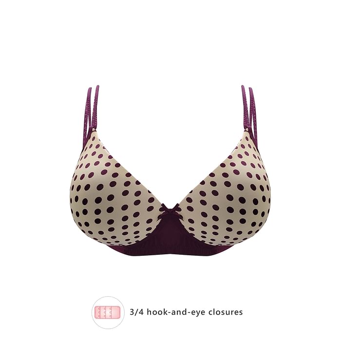 

Clovia Padded Non-Wired Full Cup Polka Print T-shirt Bra in Nude - BR2306P24, Nude-colour