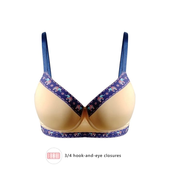 

Clovia Padded Underwired Full Cup Printed T-shirt Bra in Nude - BR2307P24, Nude-colour