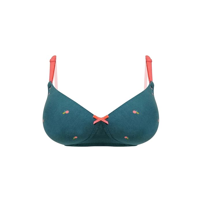 

Clovia Padded Non-Wired Full Cup Fruit Print Multiway T-shirt Bra in Emerald Green - Cotton - BR2361P17, Dark green