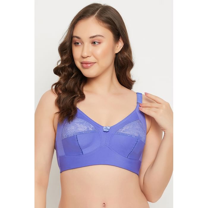 

Clovia Non-Padded Non-Wired Full Figure M-Frame Bra in Azure Blue - Cotton Rich - BR2410A03, Light blue