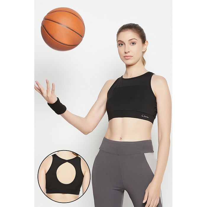 

Clovia Medium Impact Padded Sports Bra in Black - BRS061P13