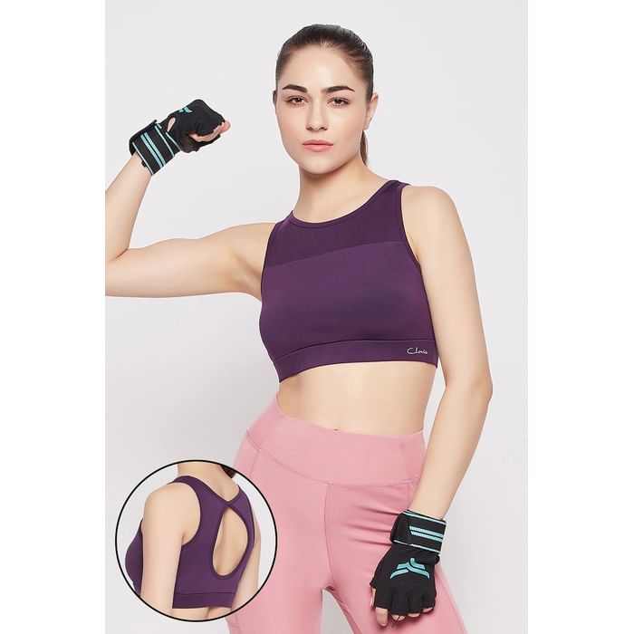 

Clovia Medium Impact Padded Sports Bra in Violet - BRS061P15