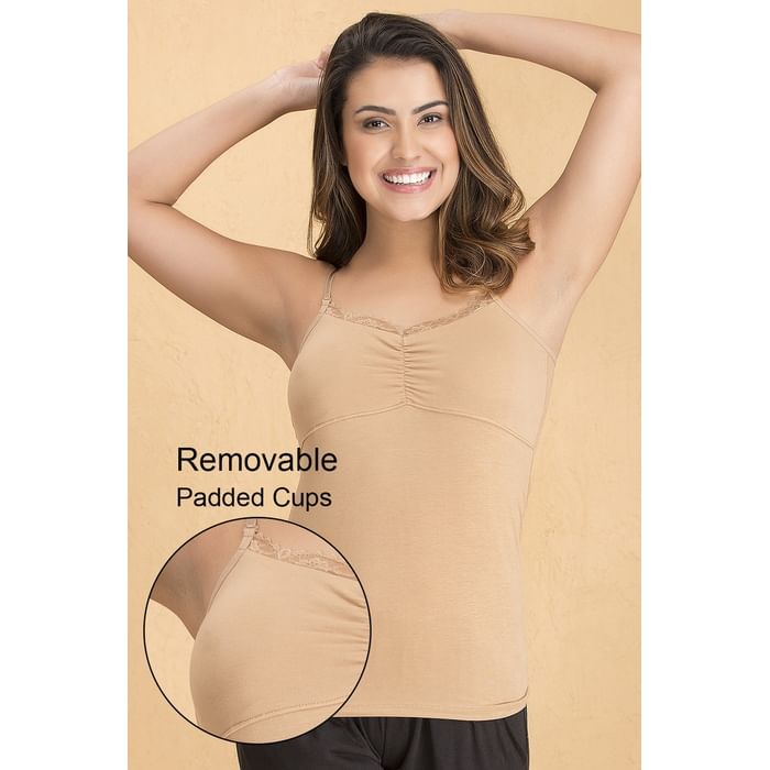 

Clovia Cami Top in Beige - Cotton - CM0028P24, Nude-colour