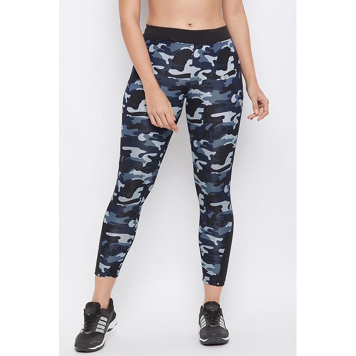 

Clovia Camouflage Print Activewear Ankle-Length Tights in Navy - AB0057A08