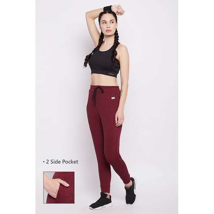 

Clovia Comfort Fit Active Joggers in Maroon - AB0116P09