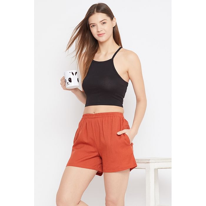 

Clovia Chic Basic Boxer Shorts in Orange - Cotton Rich - LB0190P16