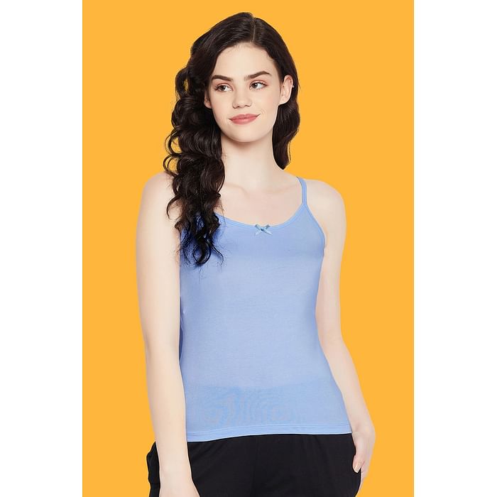 

Clovia Chic Basic Camisole in Baby Blue - Cotton - CM0038P03, Light blue