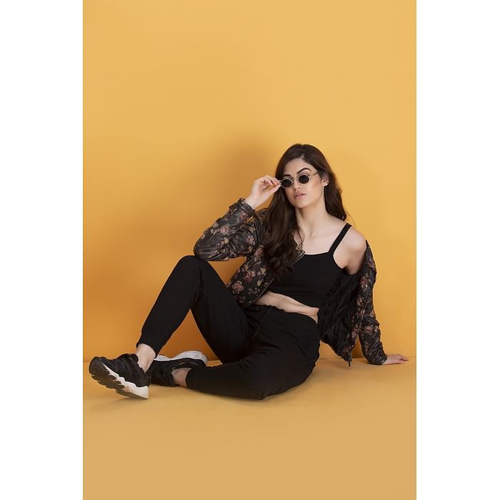 

Clovia Chic Basic Cuffed Joggers in Black - Knit - LB0201P13