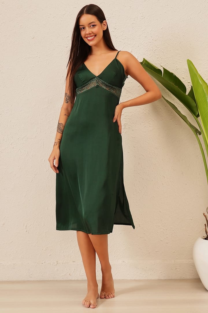 night dress green Starry Night Metallic Green Pleated Evening Dress – SheLikesBVI.com main image 1