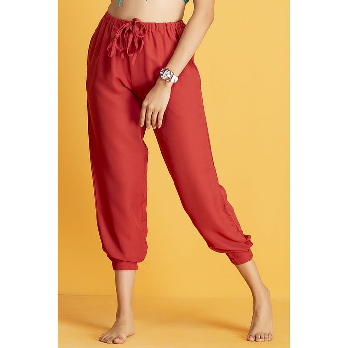 

Clovia Chic Basic Pyjama in Rust Orange- Blended - LB0187P16