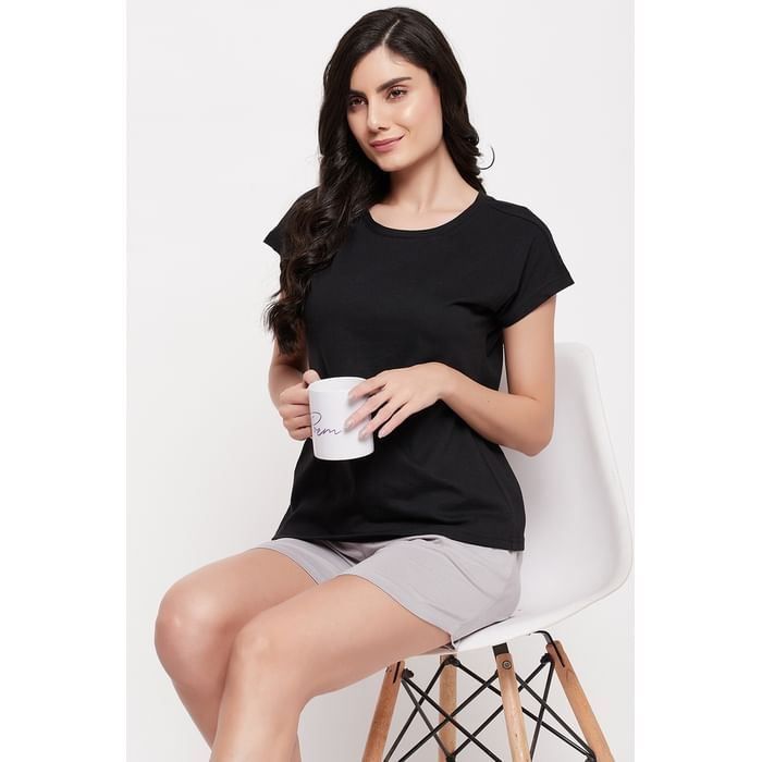

Clovia Chic Basic Top in Black - 100% Cotton - LT0146P13