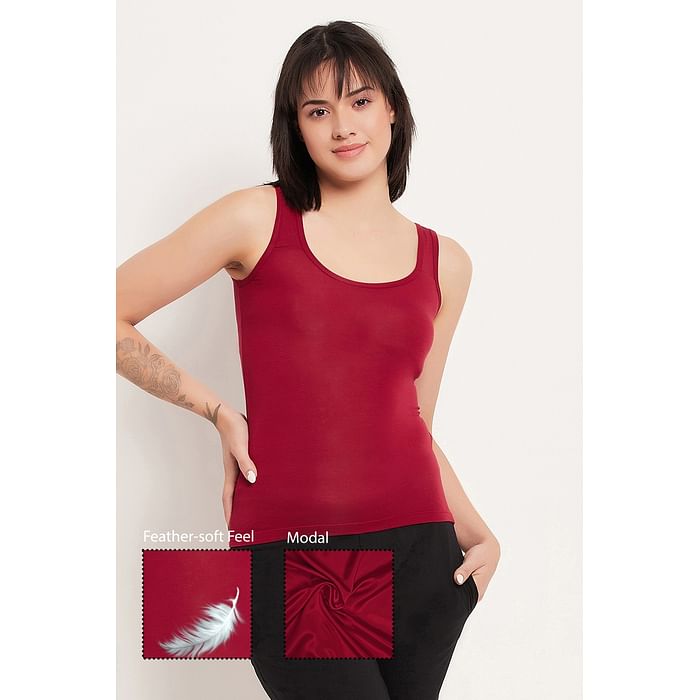 

Clovia Chic Basic Tank Top in Maroon - Modal - CM0042P09