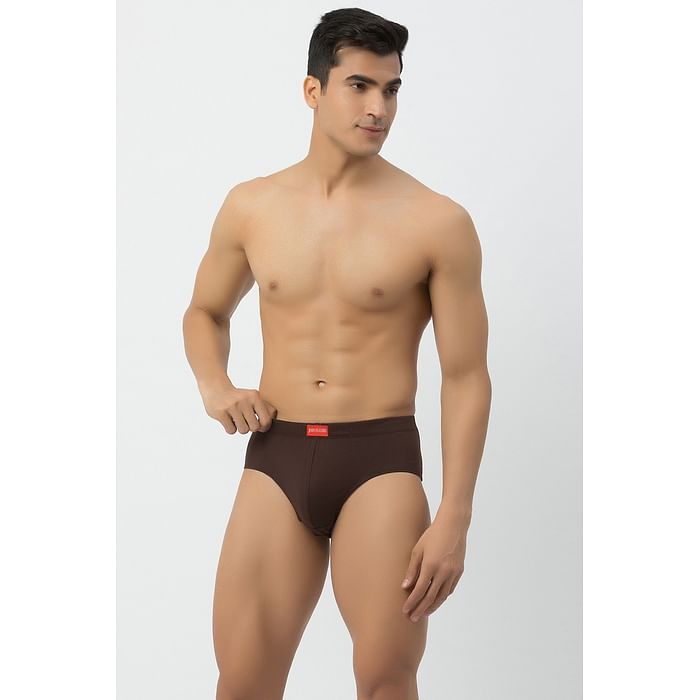 

Clovia John Players Classic Cotton Brief in Chocolate Brown with Inner Elastic - JBF001M06