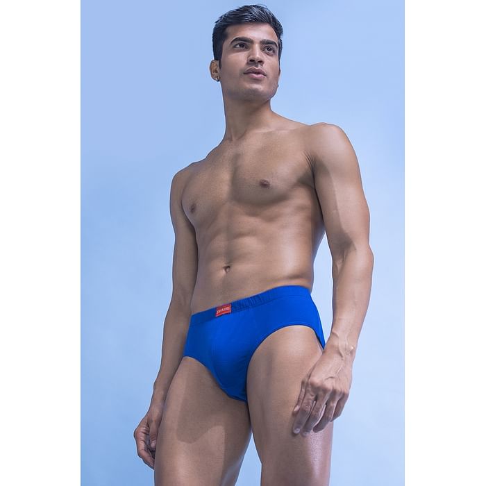 

Clovia John Players Classic Cotton Brief in Cobalt Blue with Inner Elastic - JBF001M08, Navy