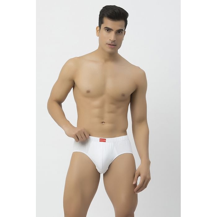 

Clovia John Players Classic Cotton Brief in White with Inner Elastic - JBF001M18
