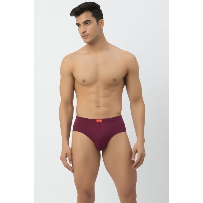 

Clovia John Players Classic Cotton Brief in Wine Colour with Inner Elastic - JBF001M15, Purple