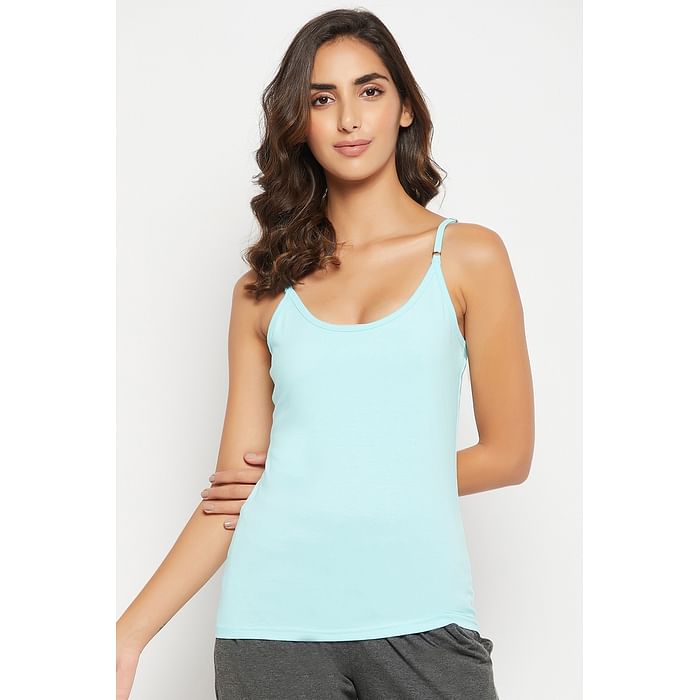 

Clovia Camisole in Sky Blue - Cotton - CM0006P03, Light blue