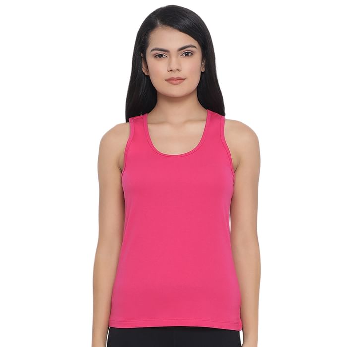 

Clovia Tank Top in Dark Pink - Cotton Rich - CM0008R14