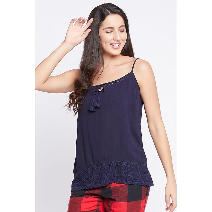 

Clovia Chic Basic Cami Top in Navy - Crepe - CM0032P08