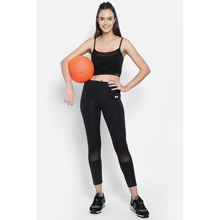 

Clovia Comfort-Fit Active Crop Top & Snug Fit Active Tights in Black - ASC067A13