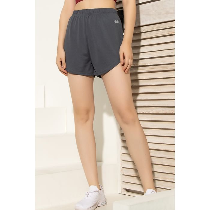 

Clovia Comfort Fit Active Dolphin Shorts in Grey - AB0056P05, Dark grey