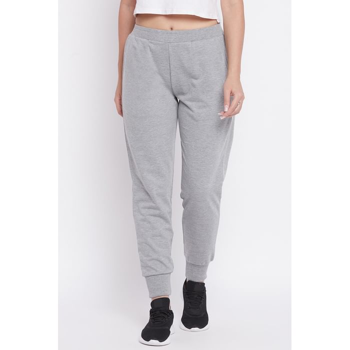 

Clovia Comfort-Fit Active Mid Rise Track Pant in Light Grey - Cotton - AB0086P01