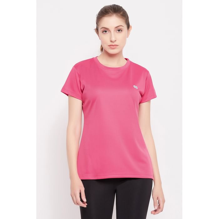 

Clovia Comfort Fit Active T-shirt in Blush Pink - AT0112P14