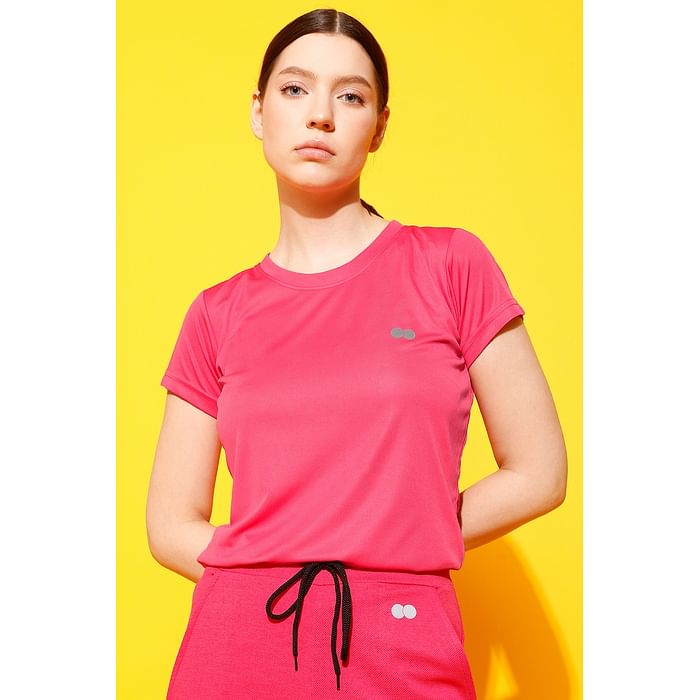

Clovia Comfort Fit Active T-shirt in Rose Pink - AT0112D22, Light pink