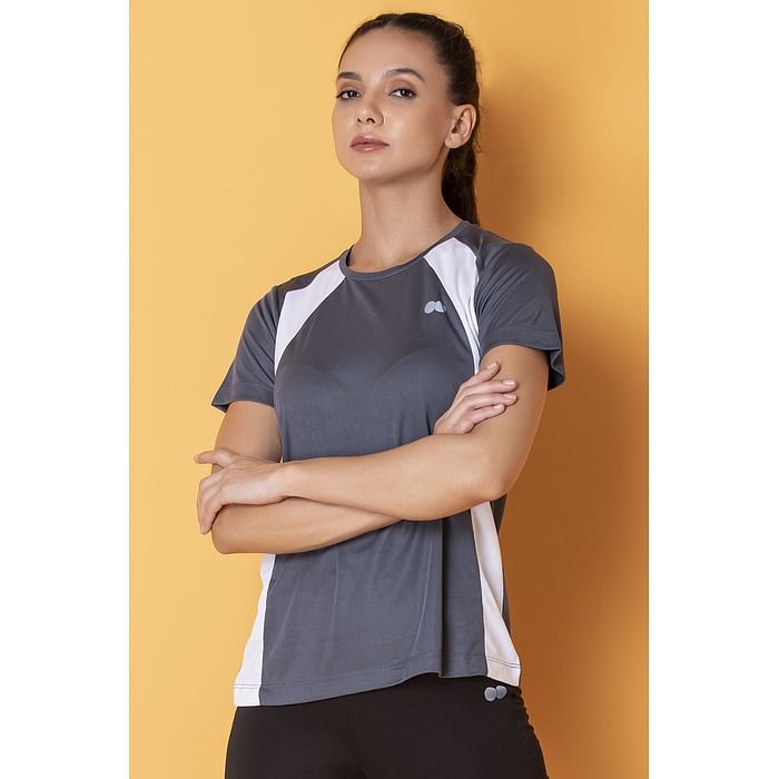 

Clovia Comfort Fit Active T-shirt in Dark Grey - AT0134P05