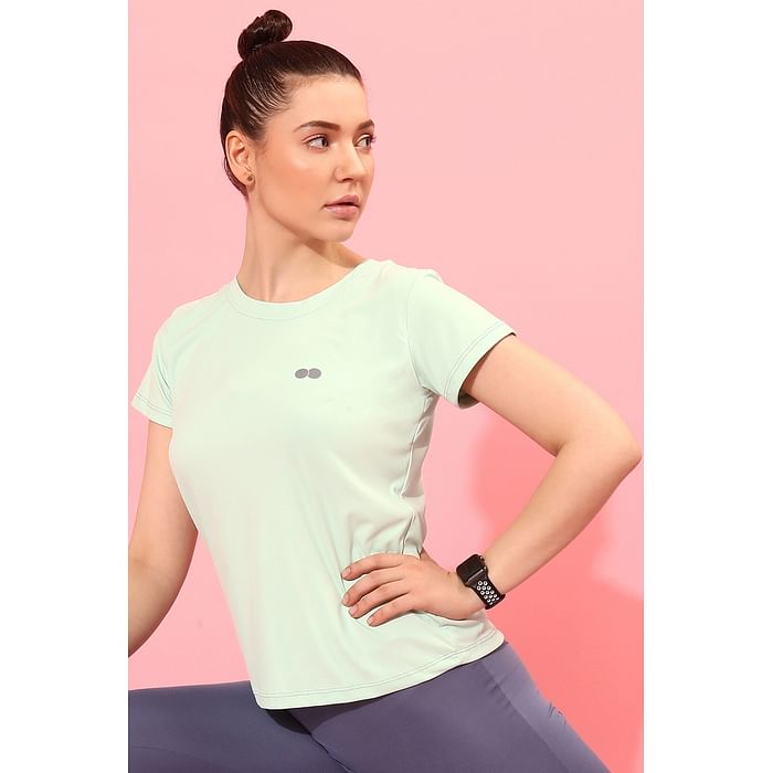 

Clovia Comfort Fit Active T-shirt in Mint Green - AT0124A11, Light green