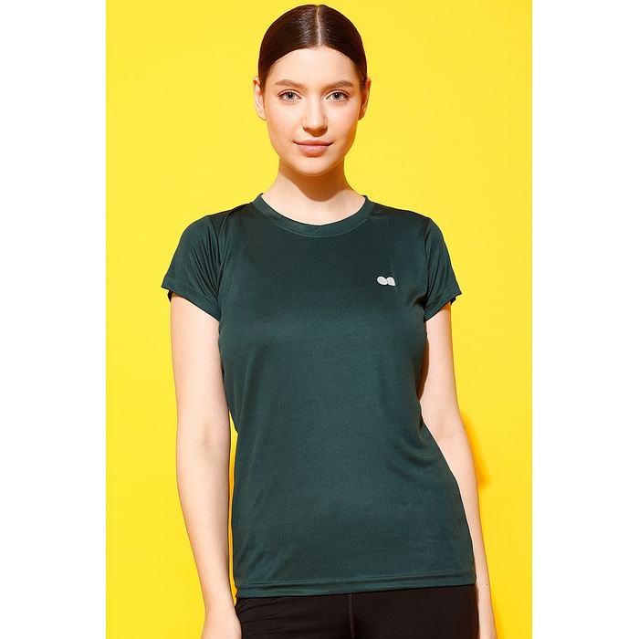 

Clovia Comfort Fit Active T-shirt in Teal Blue - AT0112D36