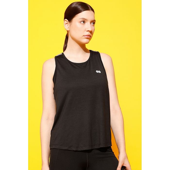 

Clovia Comfort Fit Active Tank Top in Black - AT0082B13