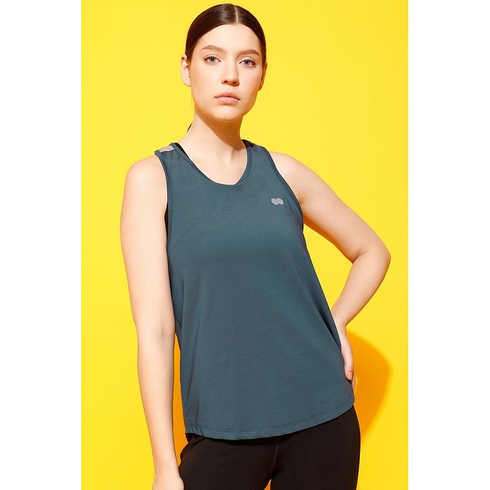 

Clovia Comfort Fit Active Tank Top in Dark Blue - AT0082A08, Navy
