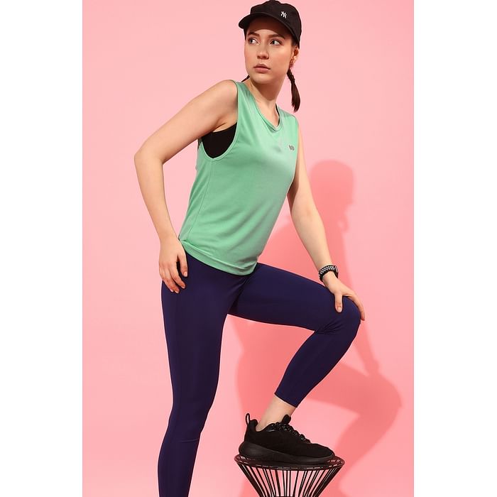 

Clovia Comfort Fit Active Tank Top in Mint Green - AT0167P11, Light green