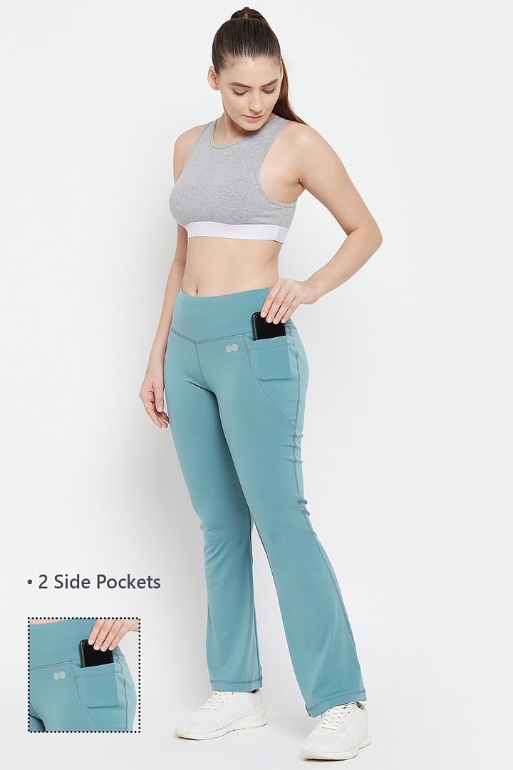 Buy Go Colors Women Solid Sky Blue Comfort Fit Cotton Pant online