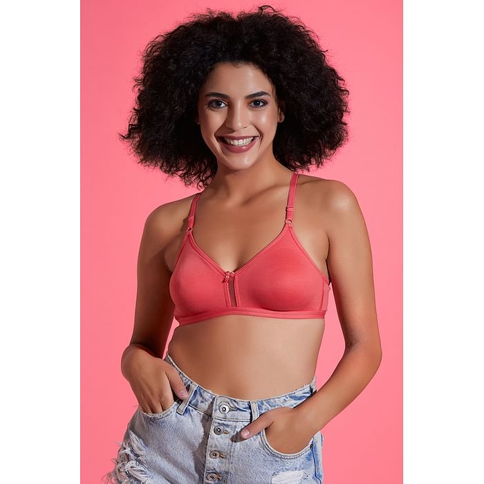 

Clovia Smoothie Non-Padded Non-Wired Full Coverage Bra in Orange - Cotton Rich - BR0638P16