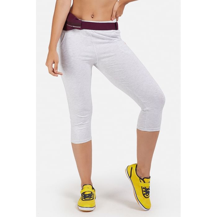 

Clovia Active Capri Tights with Pockets in Light Grey - Cotton - AT0067P01