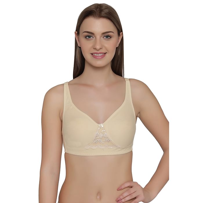 

Clovia Double Layered Non-Wired Full Coverage T-shirt Bra in Nude - Cotton Rich - BR1214P24, Nude-colour