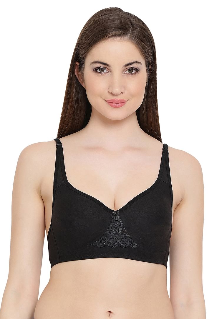 Buy Double Layered Non-Wired Full Coverage T-shirt Bra in Black - Cotton  Rich Online India, Best Prices, COD - Clovia - BR1214P13
