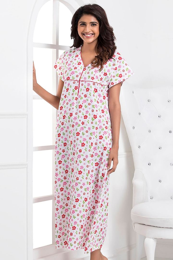 Floral Pink Strap Nighty L